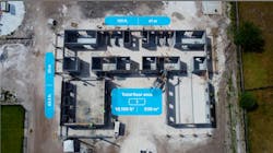 Aerial view of world's largest 3D-printed building, a luxury horse barn in Florida