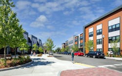 Flat 9 at Whittier breaks down isolating superblock layouts by incorporating bisecting streets through the developments that connect them to their greater communities Flat 9 at Whittier breaks down isolating superblock layouts by incorporating bisecting streets through the developments that connect them to their greater communities