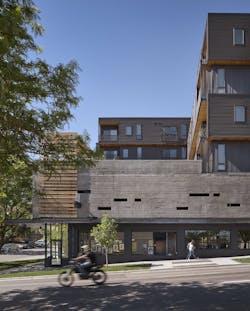 The facade of a building