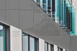 Lacobel T Warm Grey Spandrel back-painted decorative glass