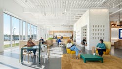 People Working In A Variety Of Spaces Inside Linked In's Omaha, Nebraska Office