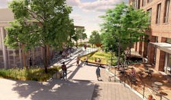 Rendering Of Exterior Courtyard Beside The Building