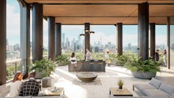 Mixed-use rooftop rendering office-to-residential