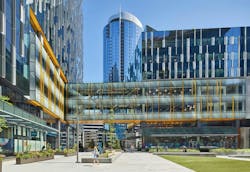 Example Of Custom Frit Pattern Used To Highlight Bridge At Amazon Nitro, Seattle, Wa