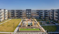 Luxury affordable multifamily development courtyard Luxury affordable multifamily development courtyard