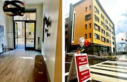 Hallway and building exterior