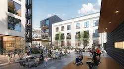 Rendering of mixed-use multifamily courtyard