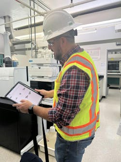 Pictured: LIDAR scanning process at the Hampton Roads Sanitation District (top). HRSD&rsquo;s model in Autodesk Revit (above). Photo courtesy CDM Smith