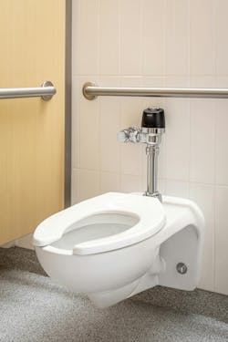 Restroom toilet at Climate Pledge Arena, Seattle Restroom toilet at Climate Pledge Arena, Seattle