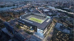 The 25,000-seat Etihad Park will be Major League Soccer's first all-electric stadium. Image credit: HOK