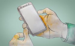 Illustration of person holding phone