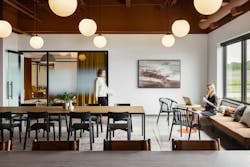 MGP Ingredients Offices, Leawood, Kan. Circulation can lead from the bar/hospitality room&rsquo;s varied seating area to the main conference room or vice versa