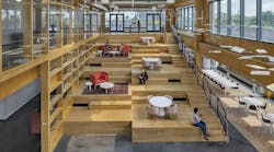 Pictured: Cleveland Foundation Headquarters, Cleveland, Ohio. The Barbara Haas Rawson Community Stair is the centerpiece of the Cleveland Foundation&rsquo;s headquarters, blending mass timber construction with a warm, transparent, and welcoming design