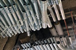 Example of the conduit at a module seam, fully installed then taken out and zip tied for transit