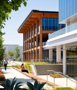 The Mussallem Innovation Center creates a new presence on the Edwards Lifesciences campus, connecting to the past, present, and future. Photo &copy; LPA