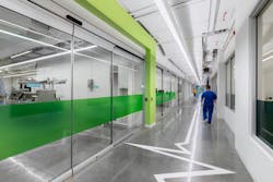 Lab spaces are brought to life with color, lighting, and graphics. Photo © LPA Lab spaces are brought to life with color, lighting, and graphics. Photo © LPA