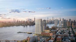 The Riverie in Brooklyn&rsquo;s Greenpoint neighborhood. Rendering by The Boundary