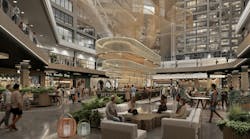 This rendering shows how the former CNN Center is likely to be transformed, witih an emphasis of retail and entertainment space on its first floor.