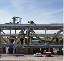 xPL Offsite recently completed the integrated 2,200-linear-ft structural steel conveyance for a 5.5-million-sf lithium-ion. battery assembly plant in Kansas.