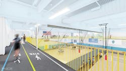 The building's second floor will have a walking track. The building's second floor will have a walking track.