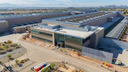 Aerial view of a data center under construction. An aerial View of the Qts Data Center in Central Phoenix Under Construction