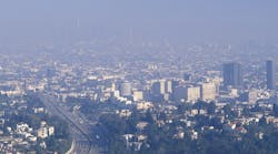 Smog obscuring the Los Angeles skyline