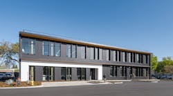 The two-story University Services building is the first made from mass timber for the California State University system.